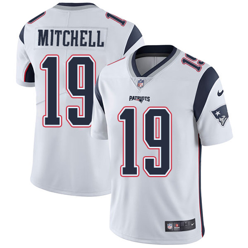 Nike Patriots #19 Malcolm Mitchell White Men's Stitched NFL Vapor Untouchable Limited Jersey - Click Image to Close